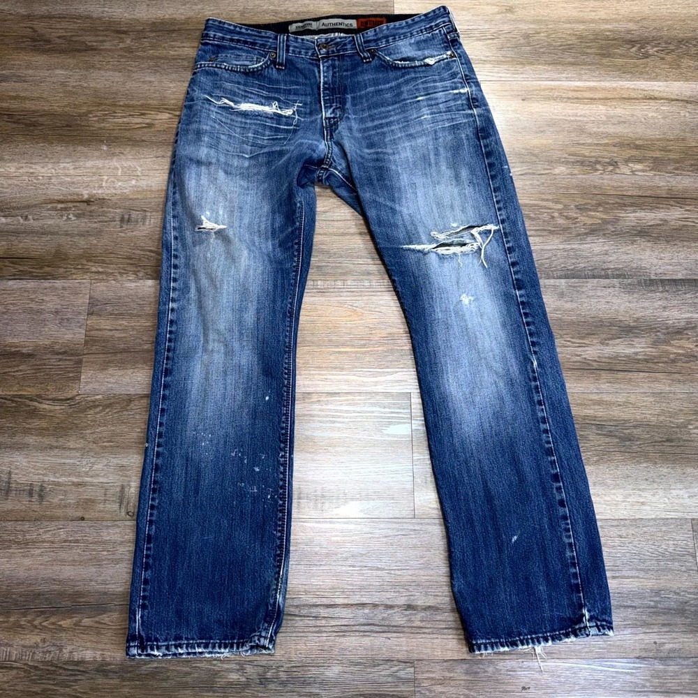 Levi Strauss & Co. Authentics Slim Straight Distressed Blue Jeans Mens W32 x L30